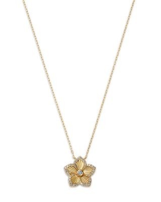 Bloomingdale's Fine Collection Diamond Flower Pendant Necklace in 14K Yellow Gold, 0.25 tcw