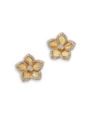 Bloomingdale's Fine Collection Diamond Flower Stud Earrings in 14K Yellow Gold, 0.45 tcw