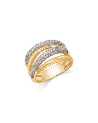 Bloomingdale's Fine Collection Diamond Multirow Statement Ring in 14K Two Tone Gold, 0.70 tcw