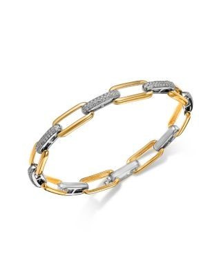 Bloomingdale's Fine Collection Diamond Link Chain Bracelet in 14K Two Tone Gold, 1.0 tcw