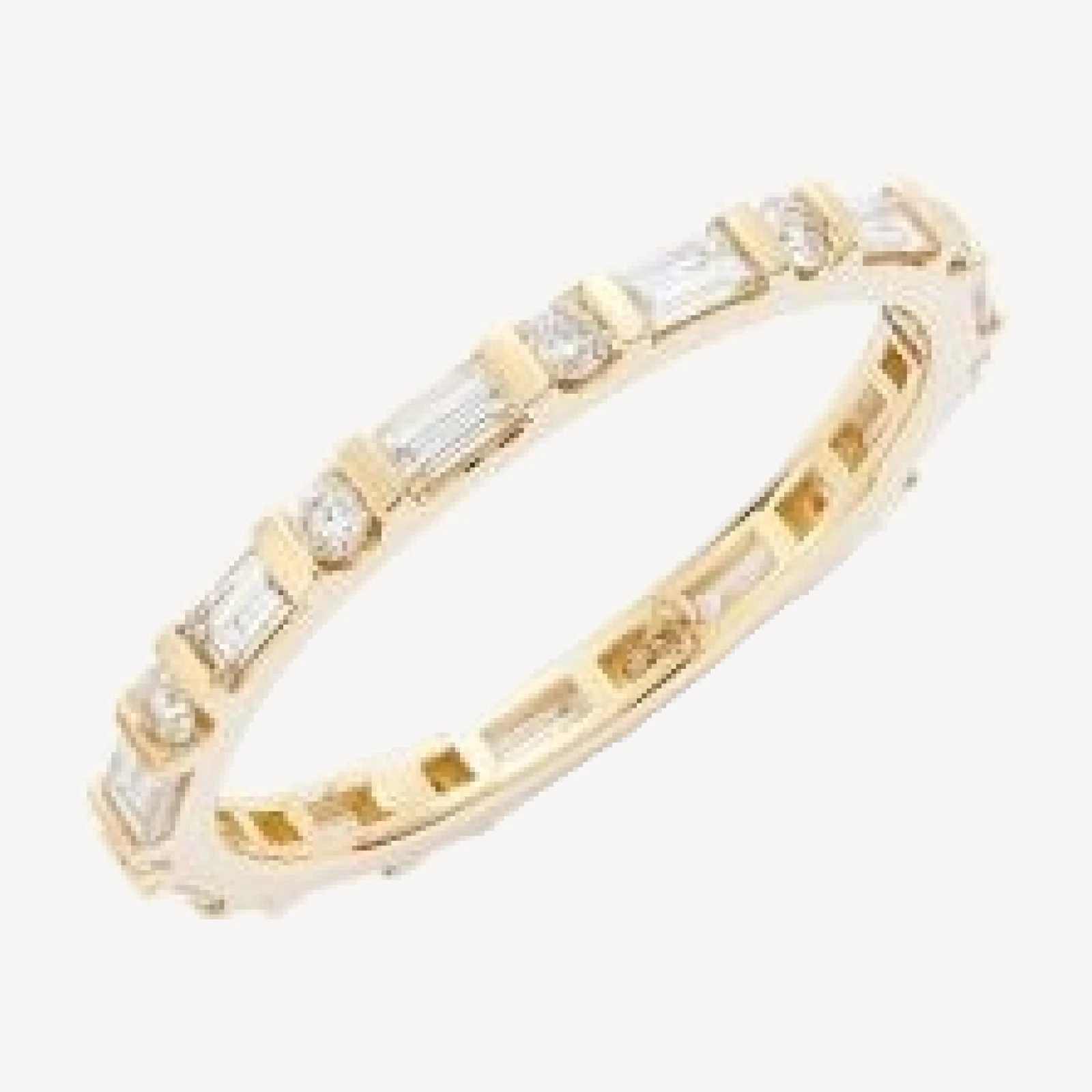 Bloomingdale's Fine Collection Diamond Baguette & Round Eternity Band in 14K Yellow Gold, 0.70 tcw