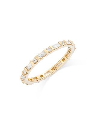 Bloomingdale's Fine Collection Diamond Baguette & Round Eternity Band in 14K Yellow Gold, 0.70 tcw