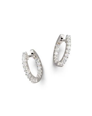 Diamond Inside Out Hoop Earrings in 14K White Gold, 0.30 tcw