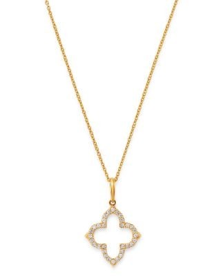 Bloomingdale's Fine Collection Diamond Clover Pendant Necklace in 14K Yellow Gold, 0.15 tcw
