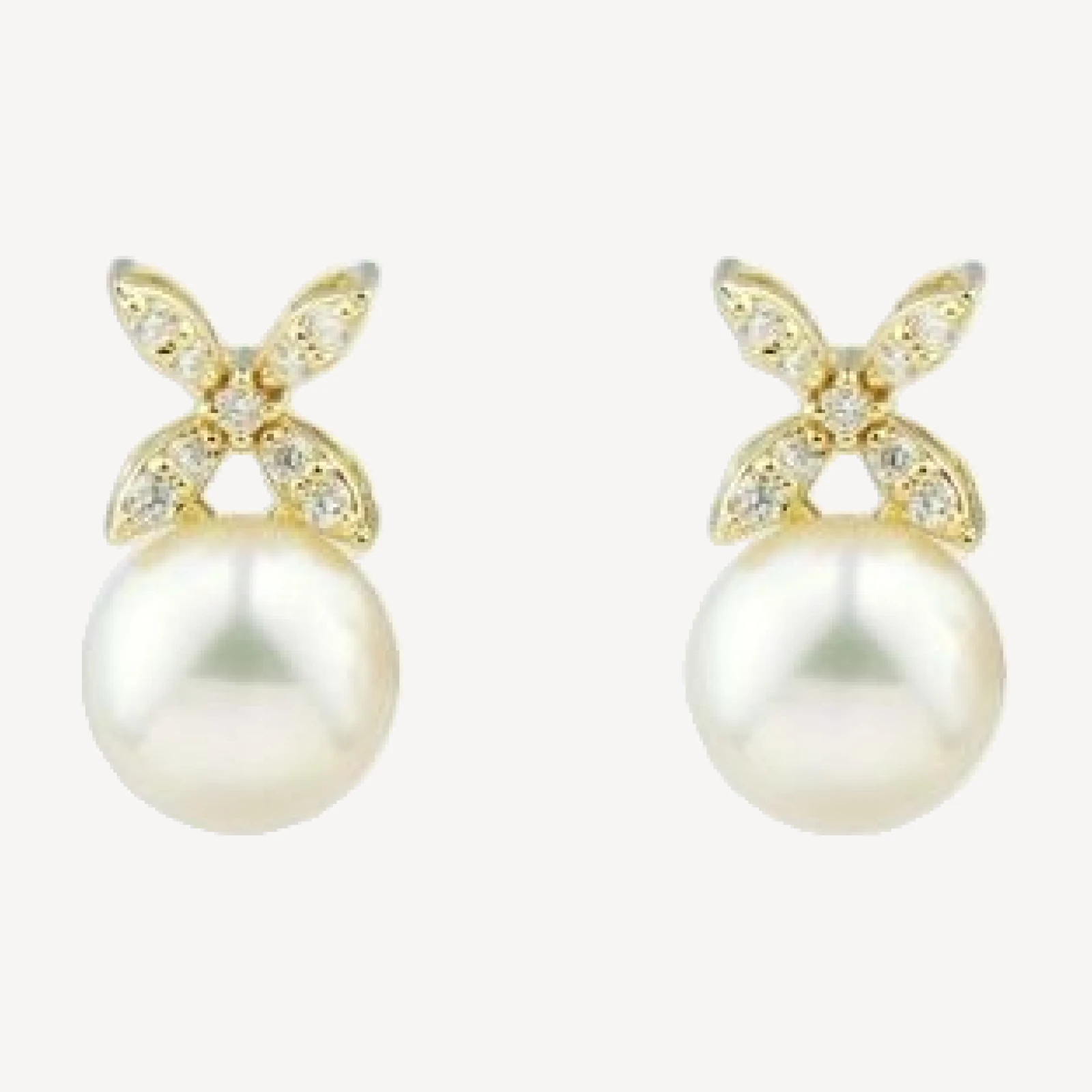 Bloomingdale's Fine Collection Cultured Freshwater Pearl & Diamond Stud Earrings in 14K Yellow Gold