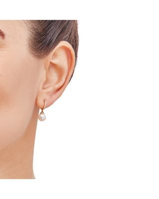 Bloomingdale's Fine Collection Cultured Freshwater Pearl & Diamond J Hoop Earrings in 14K Yellow Gold