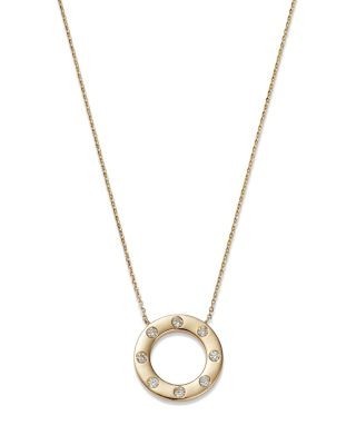 Bloomingdale's Fine Collection Diamond Circle Pendant Necklace in 14K Yellow Gold, 0.25 tcw