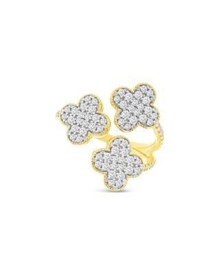 Bloomingdale's Fine Collection Diamond Triple Clover Ring in 14K Yellow Gold, 0.75 tcw