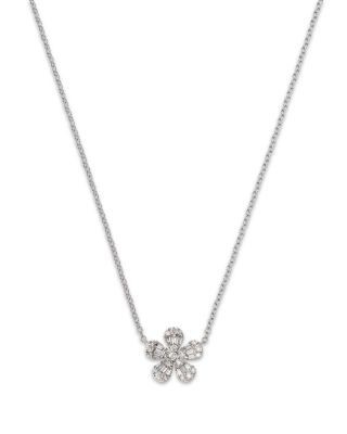 Bloomingdale's Fine Collection Diamond Flower Pendant Necklace in 14K White Gold, 0.28 tcw
