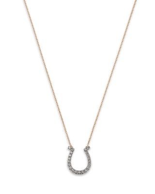 Bloomingdale's Fine Collection Diamond Horseshoe Pendant Necklace in 14K White & Yellow Gold, 0.25 tcw