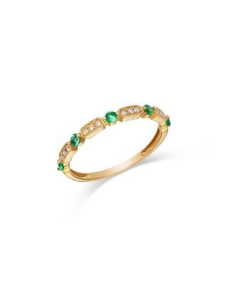 Bloomingdale's Fine Collection Emerald & Diamond Band in 14K Yellow Gold