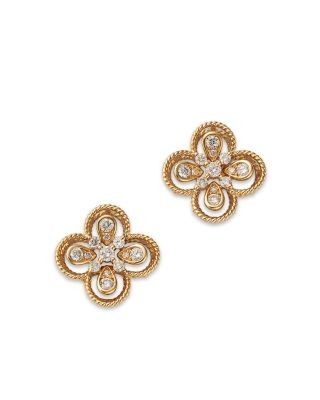 Bloomingdale's Fine Collection Diamond Clover Stud Earrings in 14K Yellow Gold, 0.37 tcw