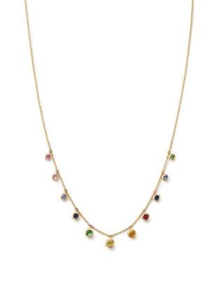 Bloomingdale's Fine Collection Rainbow Sapphire Bezel Drop Station Necklace in 14K Yellow Gold, 18