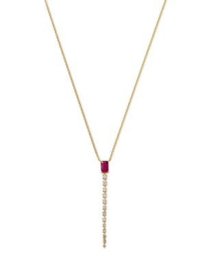 Bloomingdale's Fine Collection Ruby & Diamond Lariat Necklace in 14K Yellow Gold, 18