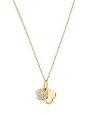 Bloomingdale's Fine Collection Diamond Clover Pendant Necklace in 14K Yellow Gold, 0.25 tcw