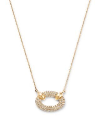 Bloomingdale's Fine Collection Diamond Pave Oval Pendant Necklace in 14K Yellow Gold, 18