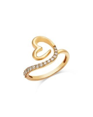 Bloomingdale's Fine Collection Diamond Open Heart Twist Ring in 14K Yellow Gold, 0.25 tcw