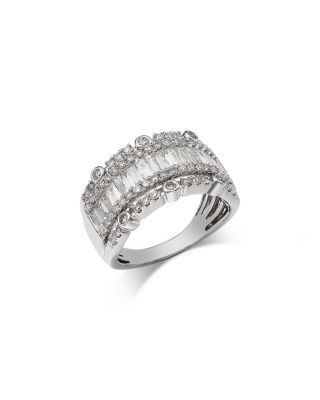 Bloomingdale's Fine Collection Diamond Round & Baguette Band Ring in 14K White Gold, 1.50 tcw