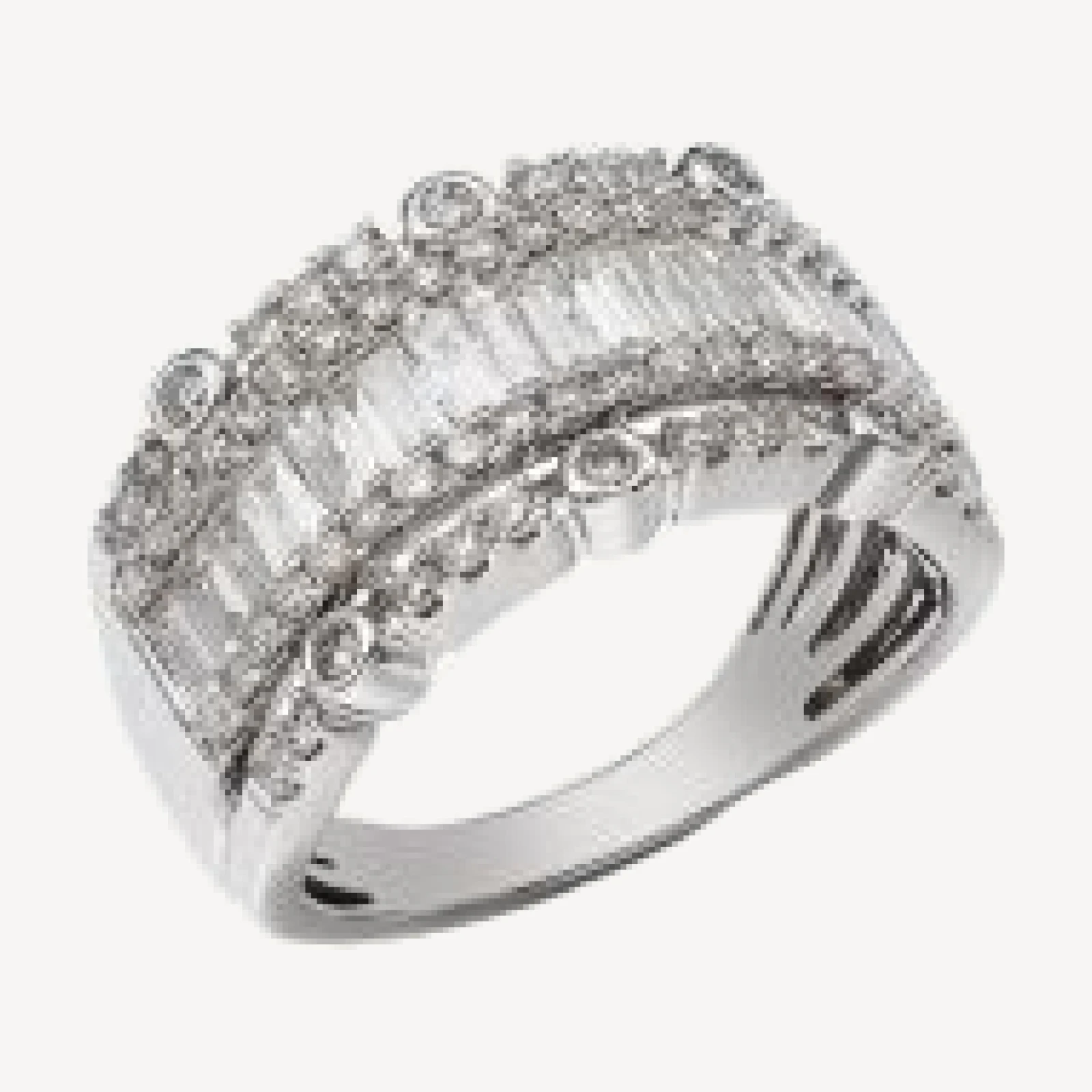 Bloomingdale's Fine Collection Diamond Round & Baguette Band Ring in 14K White Gold, 1.50 tcw