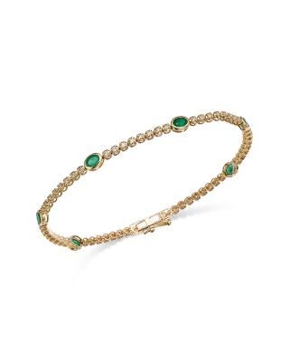 Bloomingdale's Fine Collection Emerald & Diamond Tennis Bracelet in 14K Yellow Gold