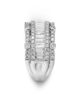 Bloomingdale's Fine Collection Diamond Round & Baguette Band Ring in 14K White Gold, 1.50 tcw