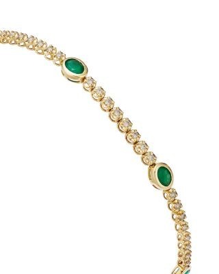 Bloomingdale's Fine Collection Emerald & Diamond Tennis Bracelet in 14K Yellow Gold