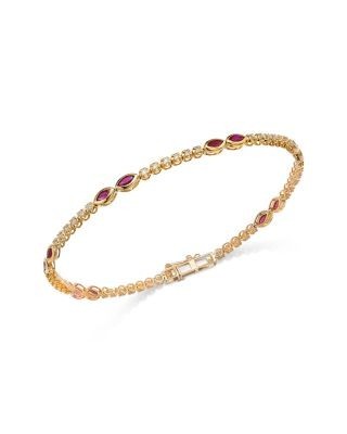 Bloomingdale's Fine Collection Ruby & Diamond Tennis Bracelet in 14K Yellow Gold