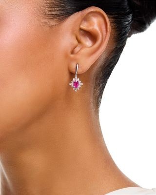 Bloomingdale's Fine Collection Ruby & Diamond Drop Earrings in 14K White Gold