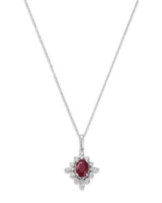 Bloomingdale's Fine Collection Ruby & Diamond Pendant Necklace in 14K White Gold, 18