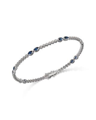 Bloomingdale's Fine Collection Sapphire & Diamond Tennis Bracelet in 14K White Gold