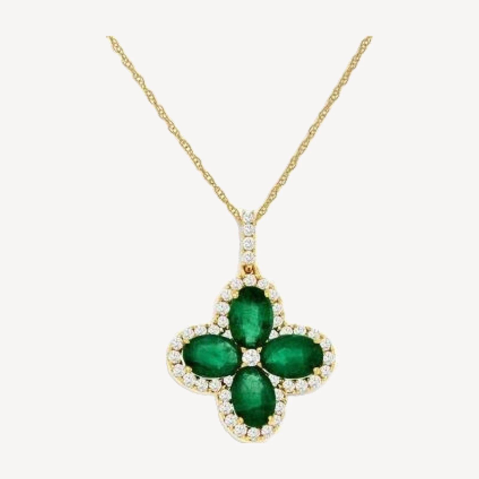 Bloomingdale's Fine Collection Emerald & Diamond Clover Pendant Necklace in 14K Yellow Gold, 18