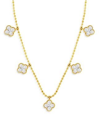 Bloomingdale's Fine Collection Diamond Clover Station Necklace in 14K Yellow Gold, 1.0 tcw