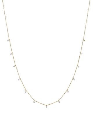 Diamond Droplet Necklace in 14K Yellow Gold, 0.50 tcw