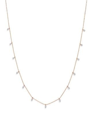 Bloomingdale's Fine Collection Diamond Station Droplet Necklace in 14K Rose Gold, 0.50 tcw