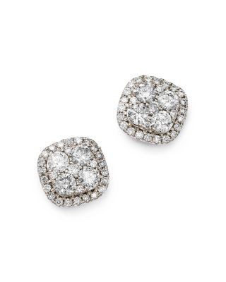 Bloomingdale's Fine Collection Diamond Cluster Stud Earrings in 14K White Gold, 1.0 tcw