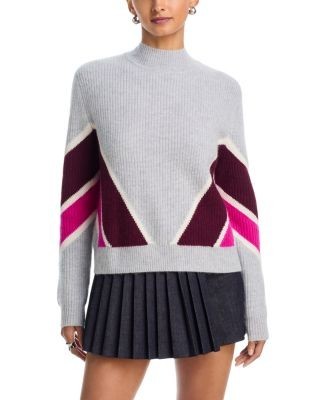 Aqua Striped Mock Neck Cashmere Sweater - Exclusive