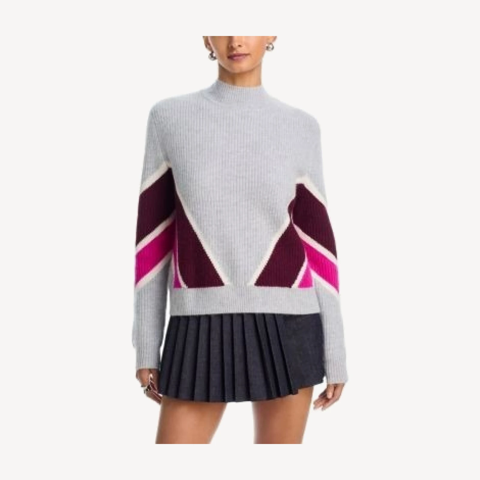 Aqua Striped Mock Neck Cashmere Sweater - Exclusive