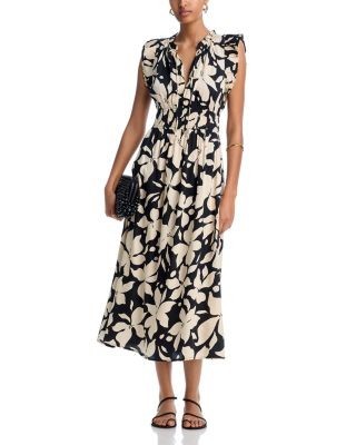 Aqua Floral Short Sleeve Midi Dress - Exclusive