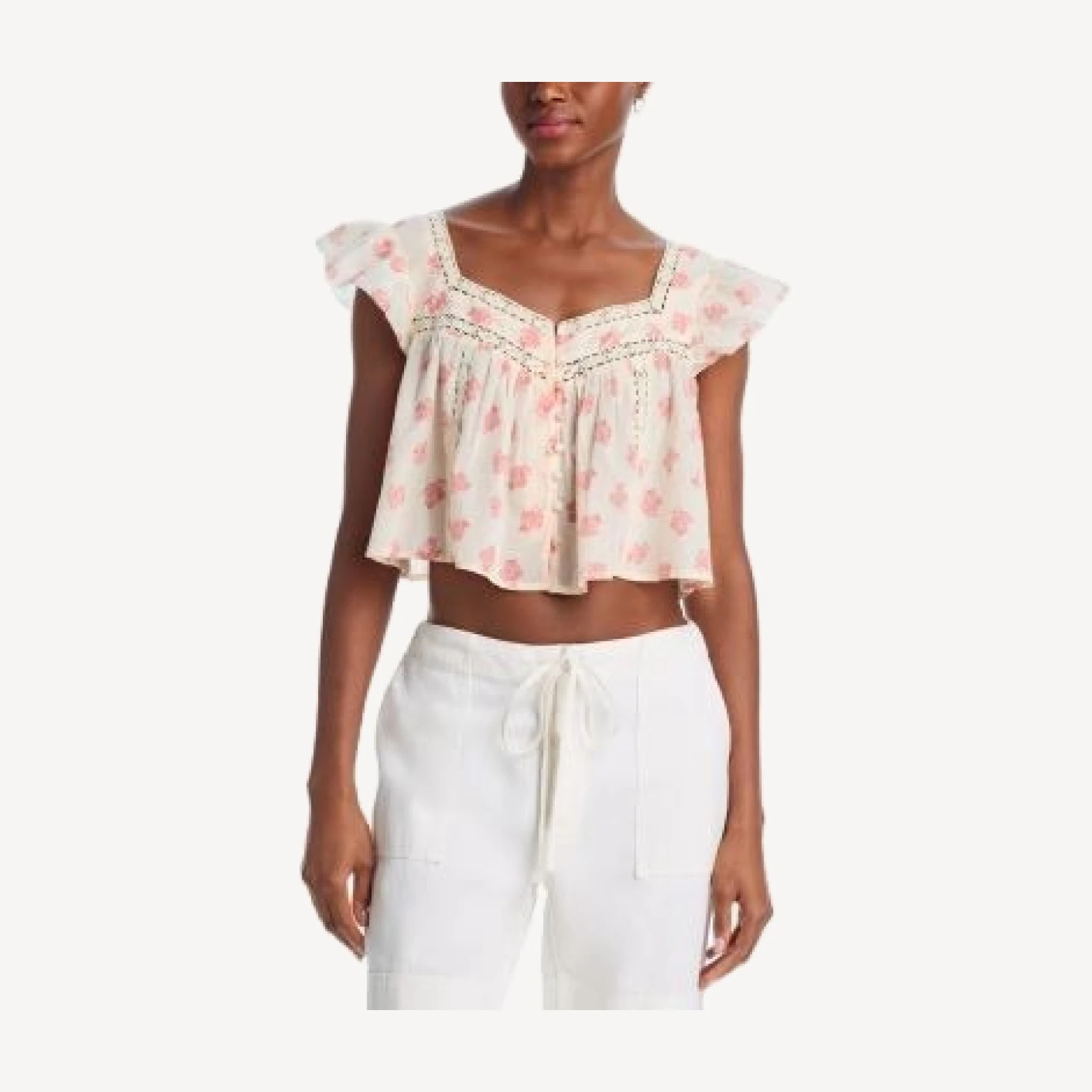Aqua Flutter Cropped Top - Exclusive