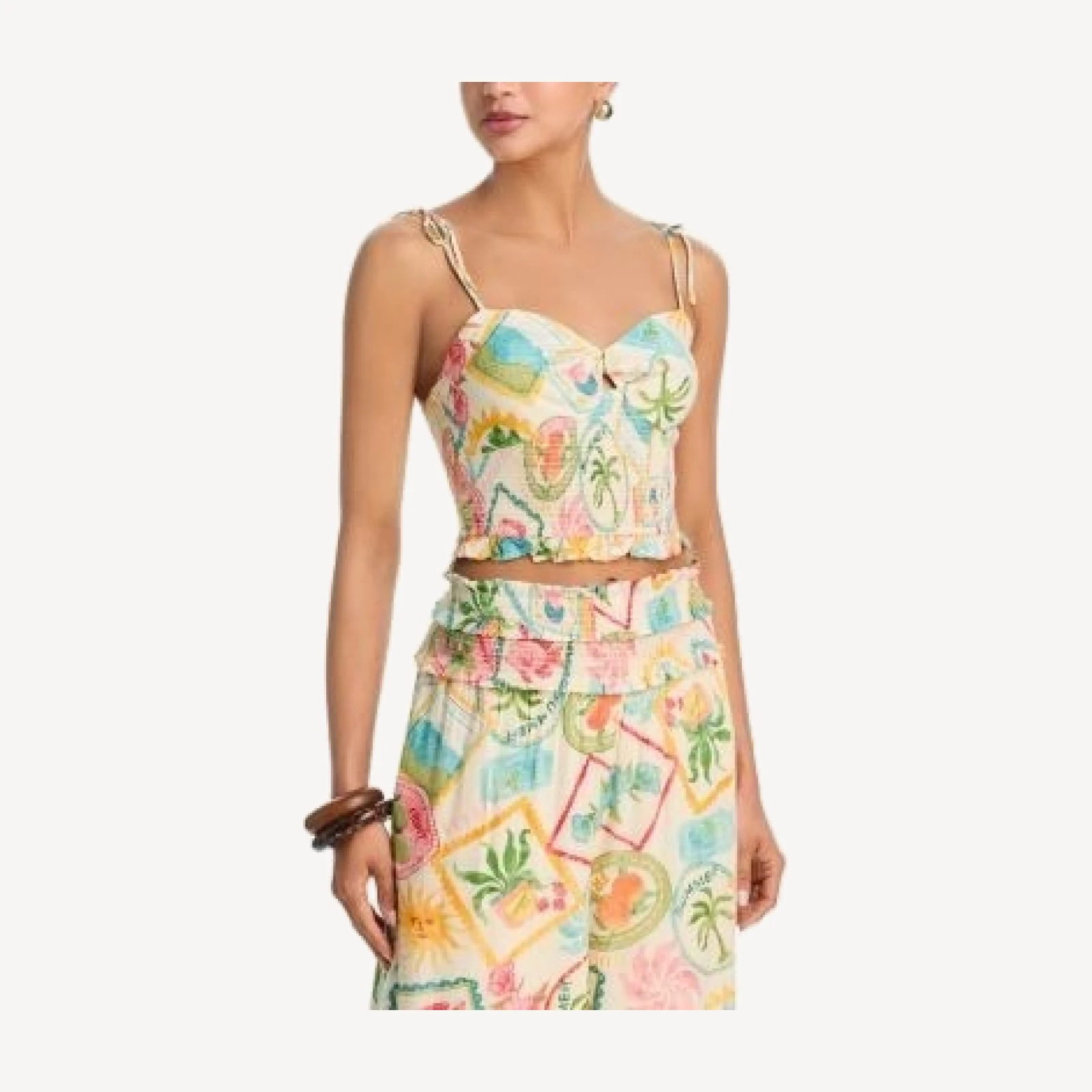 Aqua Postcard Tile Smocked Tank Top - Exclusive