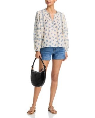 Aqua Floral Popover Top - Exclusive