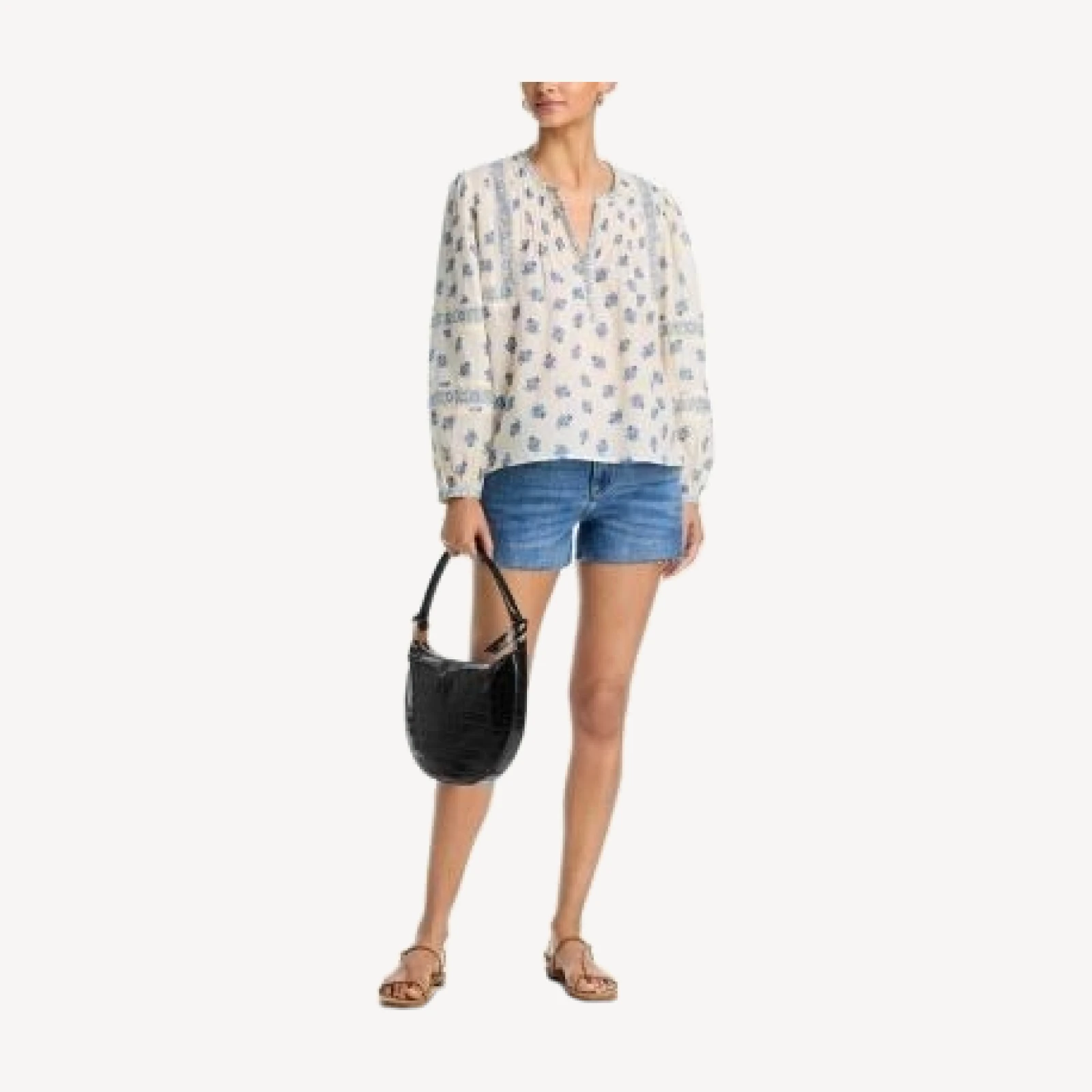 Aqua Floral Popover Top - Exclusive
