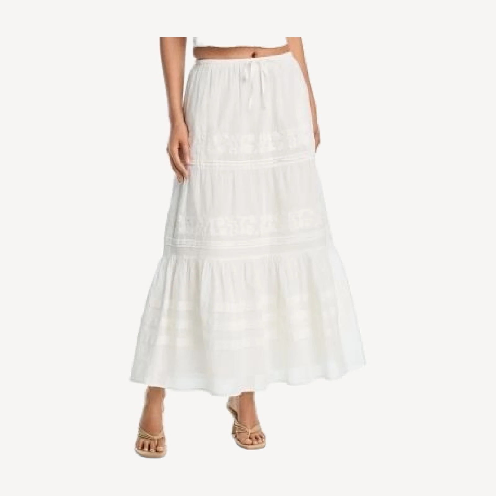 Aqua Mila Embroidered Pintucked Maxi Skirt - Exclusive