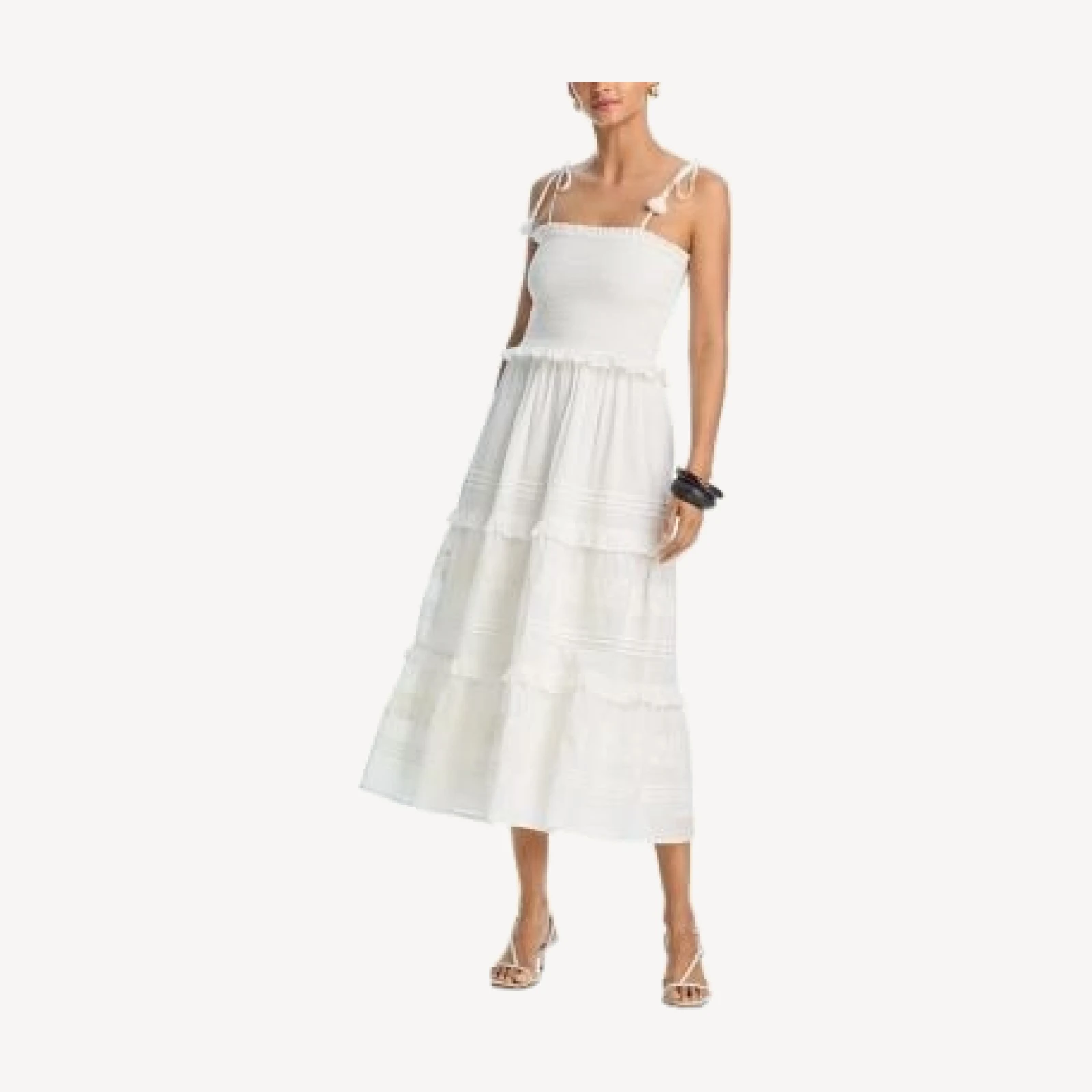 Aqua Giovanni Embroidered Smocked Midi Dress - Exclusive