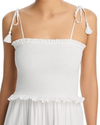 Aqua Giovanni Embroidered Smocked Midi Dress - Exclusive