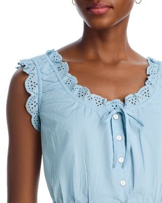Aqua Eyelet Trim Top - Exclusive