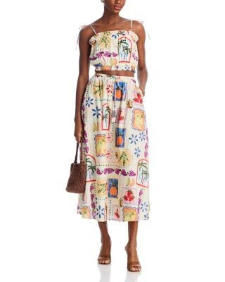 Aqua Postcard Midi Skirt - Exclusive