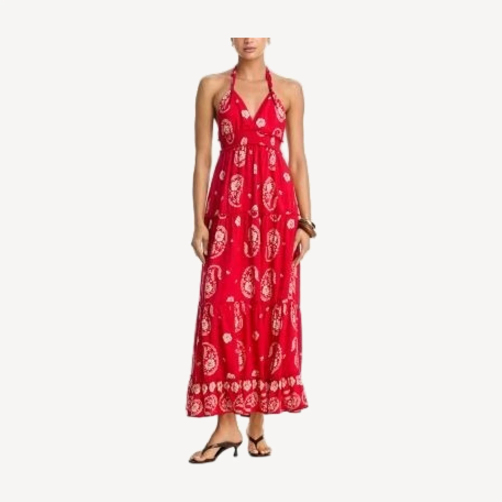 Aqua Paisley Halter Smocked Maxi Dress - Exclusive