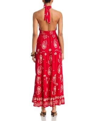 Aqua Paisley Halter Smocked Maxi Dress - Exclusive