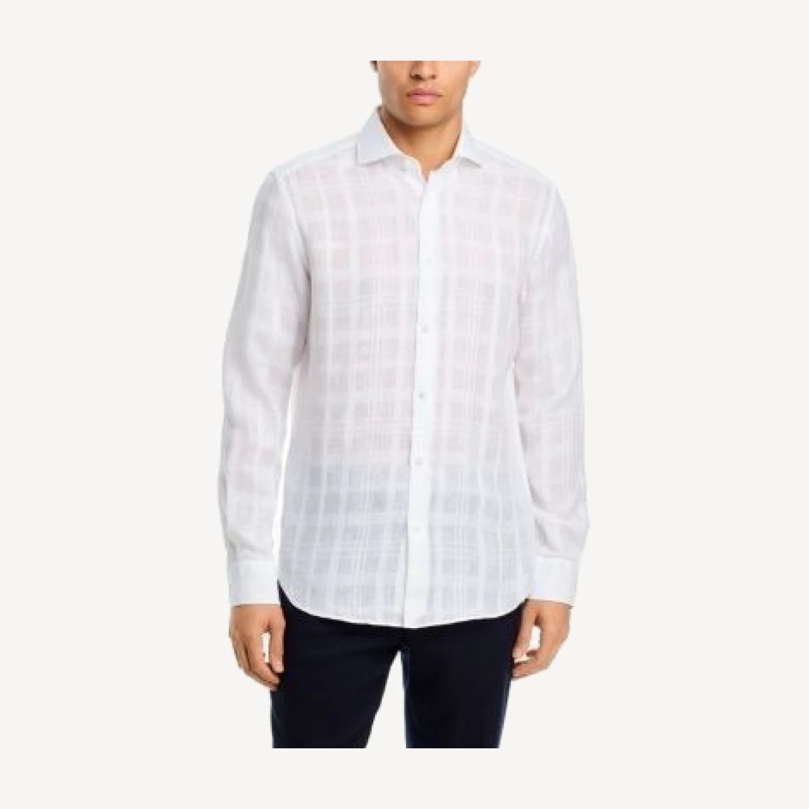 Boss x Camel L-Josh Regular Fit Translucent Windowpane Shirt